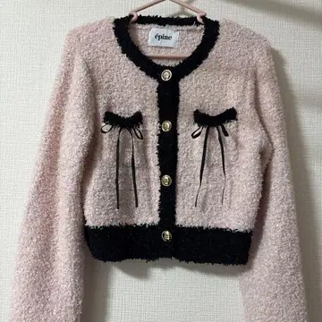 epine piping ribbon cardigan pink