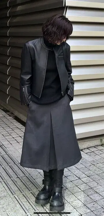 box pleats skirt gray