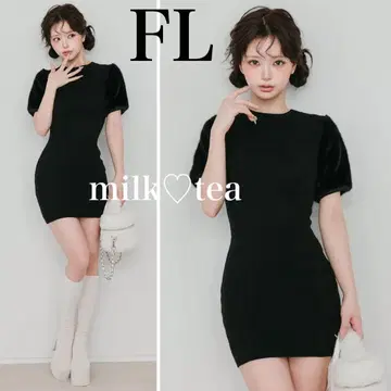 택 포함 새상품 다리치 암 퍼 케이블 니트 미니 원피스 블랙 FL