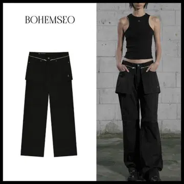 [BOHEMSEO] KNEE SLIT 2WAY SKIRT JEANS