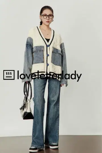 AuroraBoutique LLL LAB 니트 & 데님 자켓
