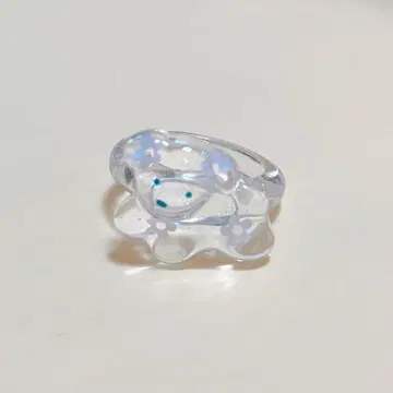 달리는 강아지 반지 (클리어 플라워)