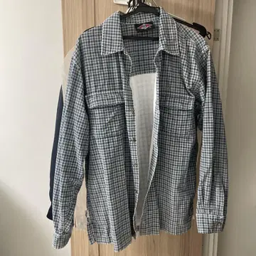 BEAR 체크 무늬 긴팔 코듀로이 셔츠 L 사이즈