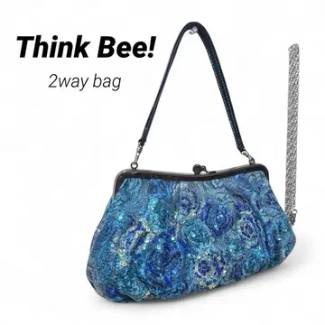 컨디션 최상! Think bee! 가마구치 블루 로즈 핸드백 2way