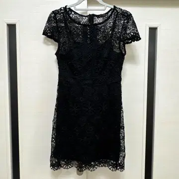 블랙 레이스 반팔 원피스