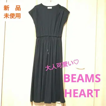 [ 새상품 미사용 ] BEAMS HEART 어깨 턱 드로스트 원피스 블랙