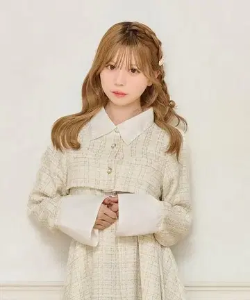 apres jour 트위드 숏 자켓 미니 원피스 세트