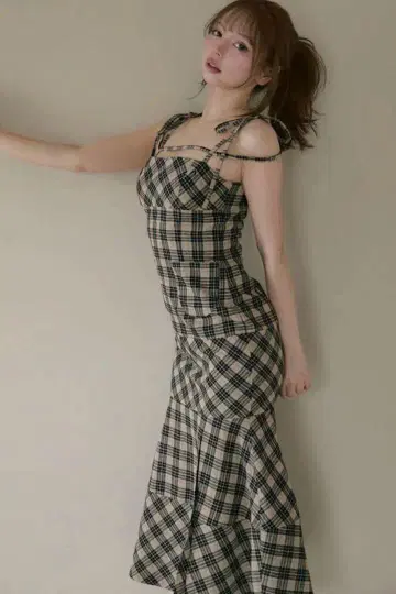 안도마리 andmary Cecily 체크 롱 드레스