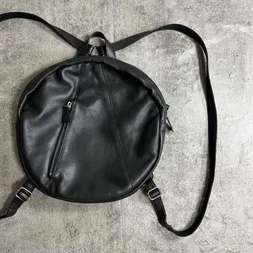 y2k grunge leather 서클 백팩 천연 가죽 가죽 모드