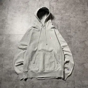 챔피온 리버스 위브 자수 원 포인트 그레이 맨투맨 후드티