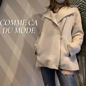 COMME CA DU MODE 크롭 기장 울 코트 더블 지퍼