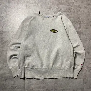 00s 챔피온 리버스 위브 기업 로고 프린트 그레이 맨투맨