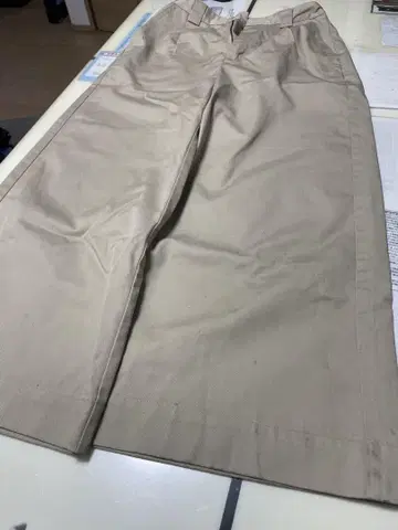 베이지 와이드 치노 팬츠 코튼 혼방