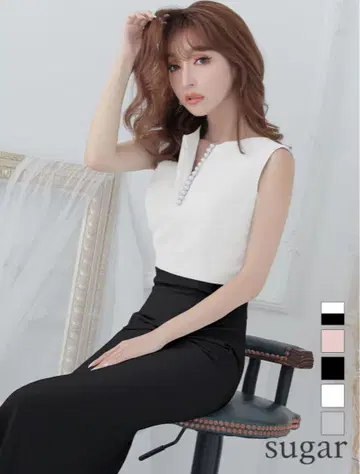바이컬러 롱 드레스 M