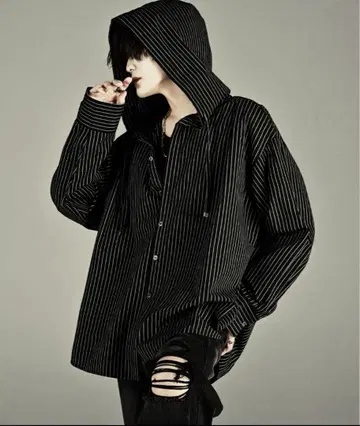 인기 아들러 ADRER 오버 셔츠 후드티 스트라이프 패턴 XS