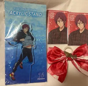 Free! 마츠오카 린 아크릴 스탠드 미니 포토 카드 2점 응원봉 리본