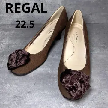 [ 미사용 새상품 ] REGAL 리갈 펌프스 스웨이드 리본 모티브 브라운