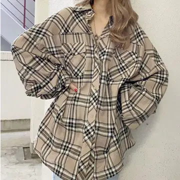 새상품급! 볼륨 슬리브 Big 셔츠 GYDA 제이다 체크 셔츠