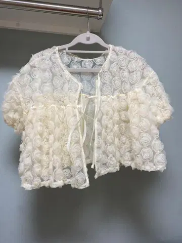 Poppy 로즈 모티브 시어 가디건