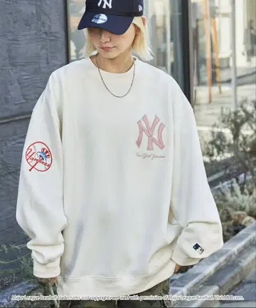 MLB 별주 와펜 자수 빅 실루엣 속기모 풀오버 맨투맨 S