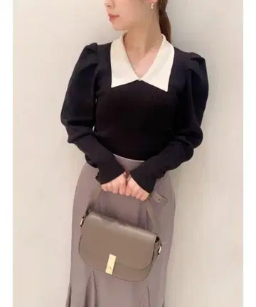 snidel 니트 칼라 퍼프 슬리브 풀오버