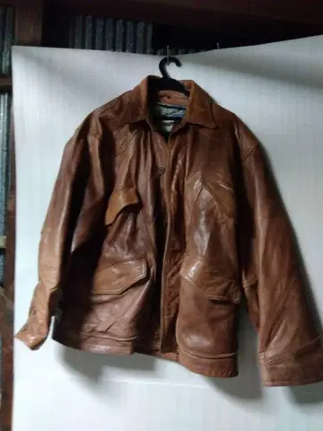 브라운 가죽 롱 자켓