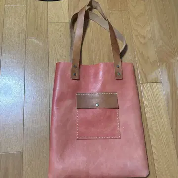 가죽 토트백 핑크 브라운