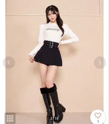 다리치 와이드 벨트 플리츠 미니 스커트