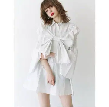 jouetie 리본 뷔스티에 레이어드 튜닉 셔츠