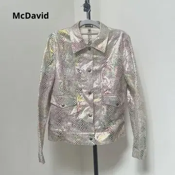 McDavid 미국 빈티지 의류 메탈릭 표범 무늬 실버 셔츠 자켓