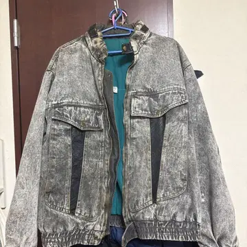 구제 데님 자켓 M 사이즈 짧은 기장 옷깃 가죽
