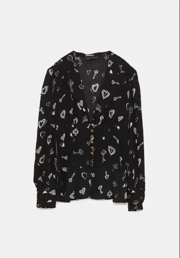 ZARA 하트 프린트 셔츠
