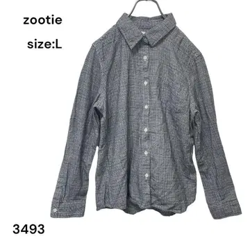 zootie 즈티 셔츠 상의 L 긴팔 체크 무늬 면 멋스러운