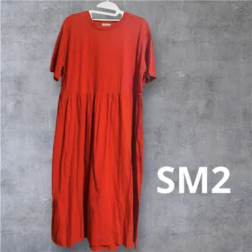 사만사 모스모스 반팔 원피스 빨간색 면 100% SM2