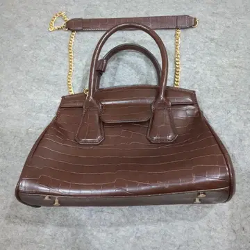 브라운 크로커다일풍 핸드백