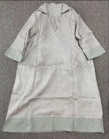 TEXTILE NAGAO 린넨 수제 염색 루즈핏 롱 A라인 원피스