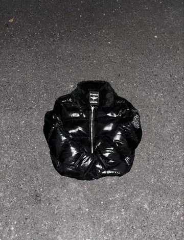 Y2K 퍼 달린 다운 자켓 헤이세이 갸루 남자 광택 짧은 기장 opium