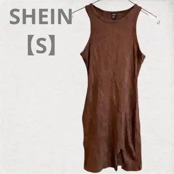 SHEIN [ S ] 브라운 슬리브리스 타이트 미니 원피스