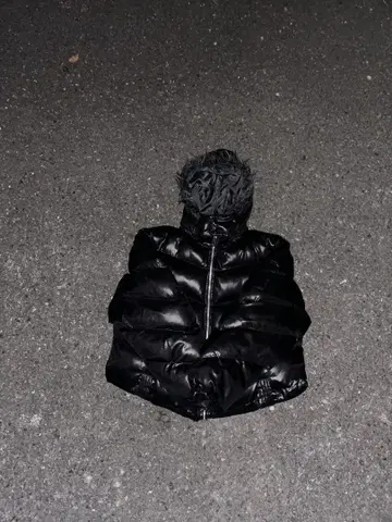 Y2K 퍼 달린 다운 자켓 헤이세이 갸루 남자 광택 짧은 기장 opium