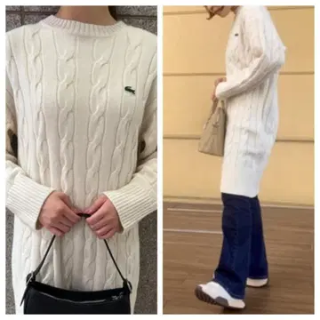 LACOSTE 라코스테 빅 케이블 니트 드레스 원피스