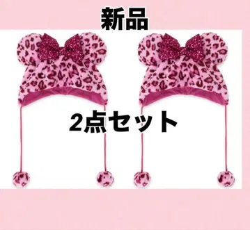 미니 레오파드 무늬 핑크 팬캡 2개 세트