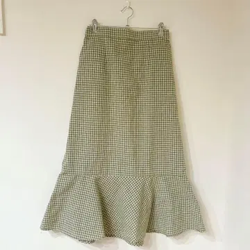 큐티 블론드 롱 스커트 M 그린 허리밴딩 머메이드