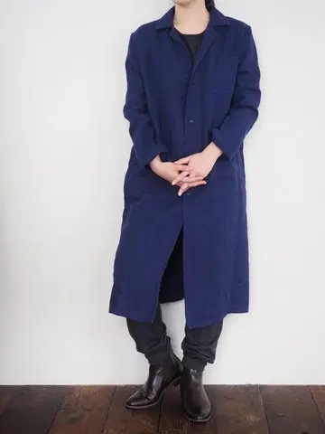 새상품급 포그린워크 리투아니아 린넨 100% 린넨 코트 네이비