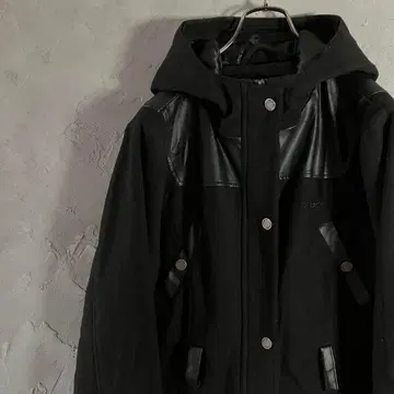 ecko red 후드 코트 풀 집업 자수 로고 빅 로고 블랙 LO1