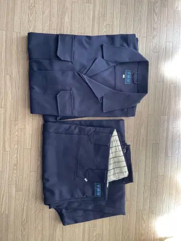 치쿠마야 작업복 네이비 오픈 셔츠 상하의