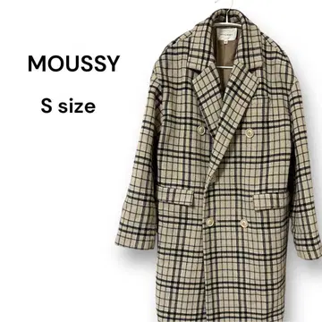 MOUSSY 체크 무늬 롱 코트 S 사이즈 가을/겨울 여성용