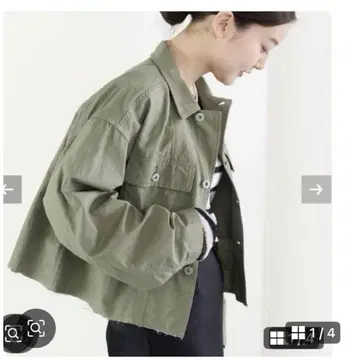 택 포함 이에나 밀리터리 크롭 블루종