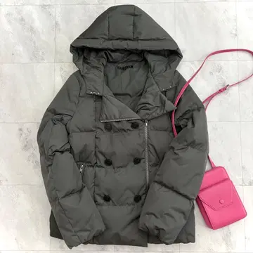 띠어리 다운 자켓 카키 더블 버튼