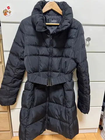 salire 블랙 다운 자켓 허리 벨트 포함