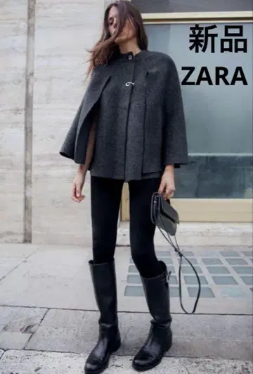 새상품 ZARA 자라 니트 케이프 코트 S 그레이